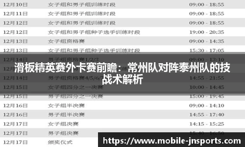 滑板精英赛外卡赛前瞻：常州队对阵泰州队的技战术解析